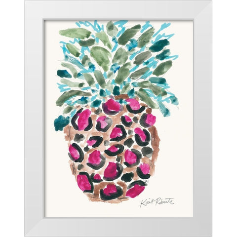 Wild About Pineapple White Modern Wood Framed Art Print by Roberts, Kait