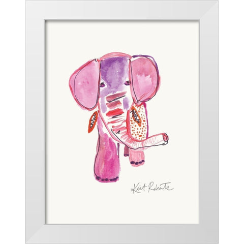 Edith the Elephant White Modern Wood Framed Art Print by Roberts, Kait