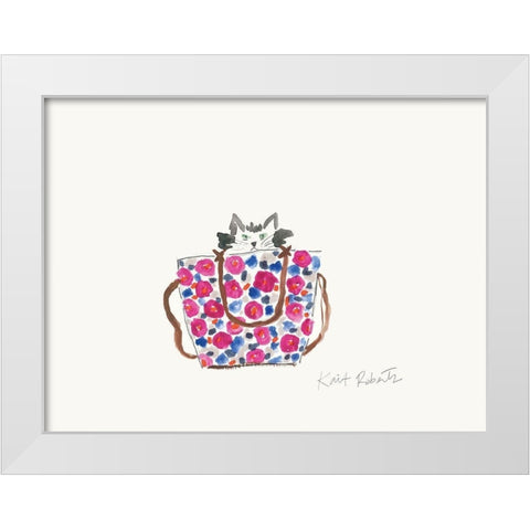 Sophie the Kitten White Modern Wood Framed Art Print by Roberts, Kait