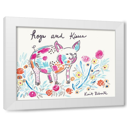 Hogs and Kisses     White Modern Wood Framed Art Print by Roberts, Kait