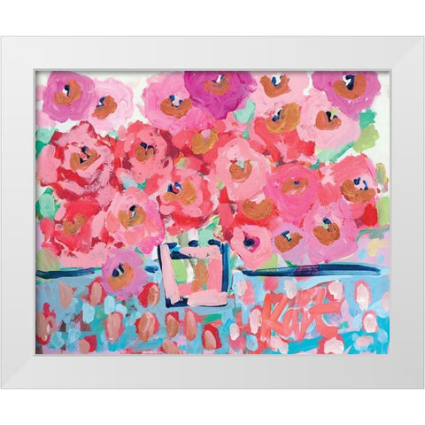 Electric Bloom White Modern Wood Framed Art Print by Roberts, Kait