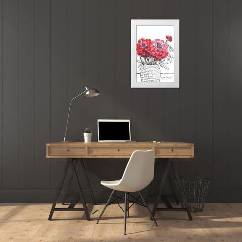 I Planted Peonies White Modern Wood Framed Art Print by Roberts, Kait
