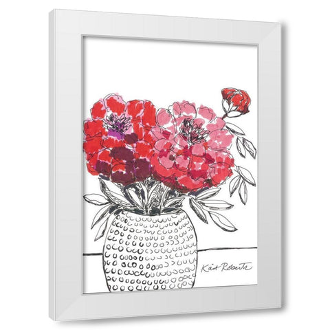 I Planted Peonies White Modern Wood Framed Art Print by Roberts, Kait
