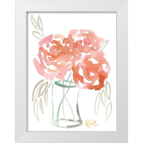 Juicy Blooms White Modern Wood Framed Art Print by Roberts, Kait