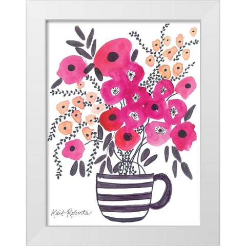 Morning Cup of Blooms White Modern Wood Framed Art Print by Roberts, Kait