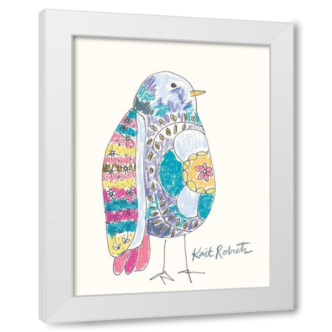 Janice the Bird White Modern Wood Framed Art Print by Roberts, Kait