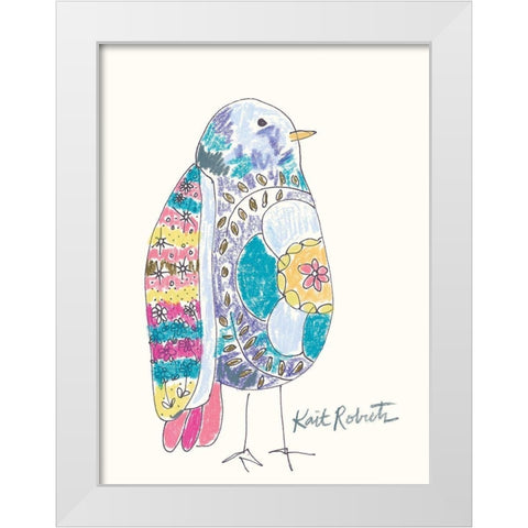 Janice the Bird White Modern Wood Framed Art Print by Roberts, Kait