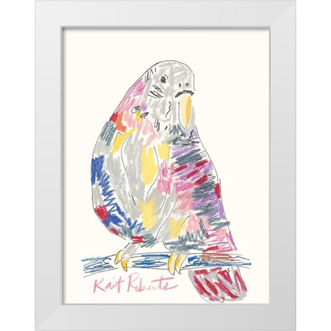 Jimmy the Bird White Modern Wood Framed Art Print by Roberts, Kait