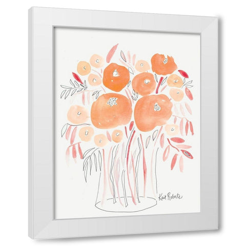 Guava Blooms and Bubblegum Leaves    White Modern Wood Framed Art Print by Roberts, Kait