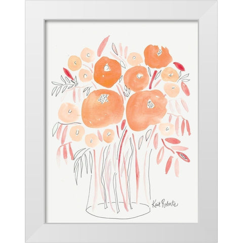 Guava Blooms and Bubblegum Leaves    White Modern Wood Framed Art Print by Roberts, Kait