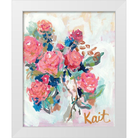 All Flowers Need Time White Modern Wood Framed Art Print by Roberts, Kait