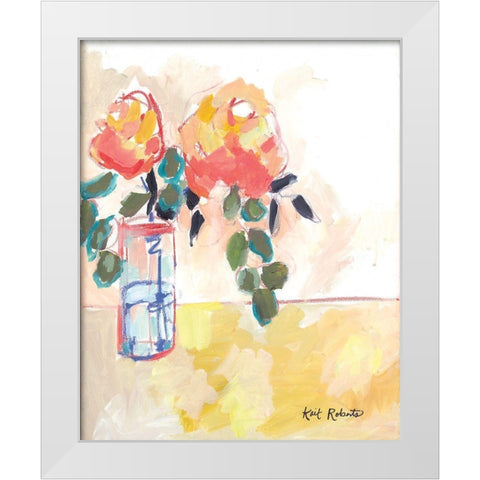 Flowers for Judy White Modern Wood Framed Art Print by Roberts, Kait