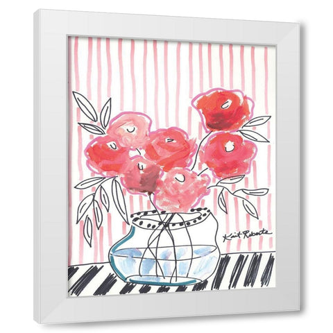 Pink Lipstick White Modern Wood Framed Art Print by Roberts, Kait