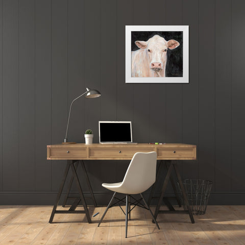 Moo-licious White Modern Wood Framed Art Print by Sherrill, Kate
