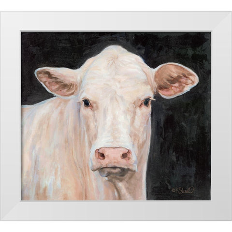 Moo-licious White Modern Wood Framed Art Print by Sherrill, Kate