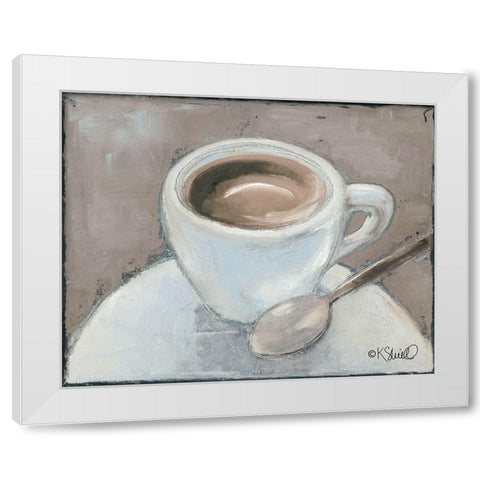 Coffee Break White Modern Wood Framed Art Print by Sherrill, Kate
