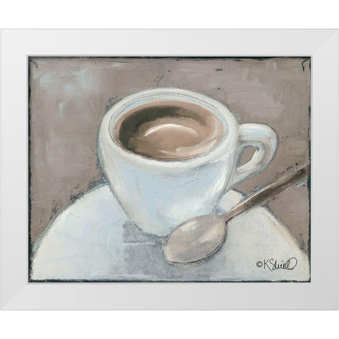 Coffee Break White Modern Wood Framed Art Print by Sherrill, Kate