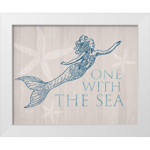 Mermaid At One with the See White Modern Wood Framed Art Print by Sherrill, Kate