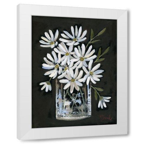 Daisies on Black White Modern Wood Framed Art Print by Sherrill, Kate