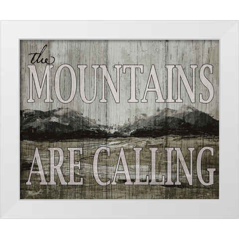 The Mountains are Calling White Modern Wood Framed Art Print by Sherrill, Kate