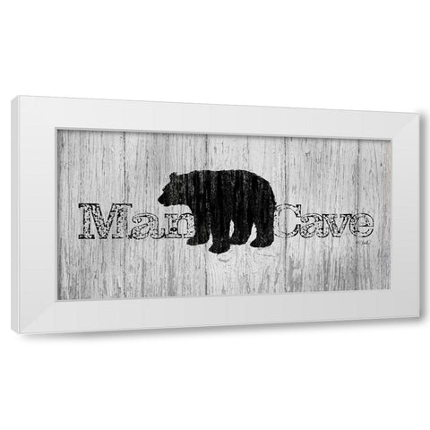 Mancave Bear White Modern Wood Framed Art Print by Sherrill, Kate