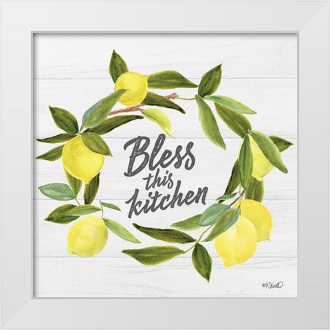 Bless This Kitchen    White Modern Wood Framed Art Print by Sherrill, Kate