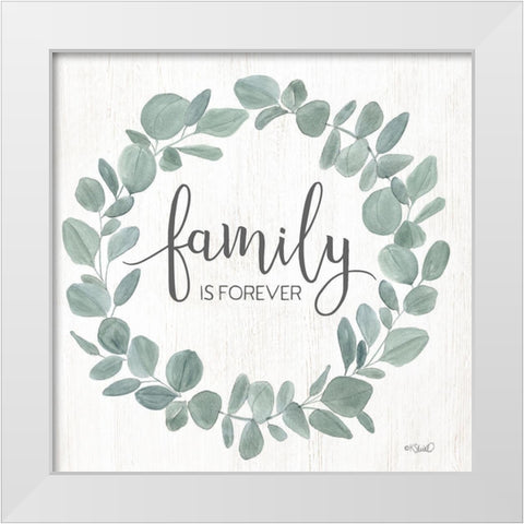Family Forever Eucalyptus Wreath White Modern Wood Framed Art Print by Sherrill, Kate