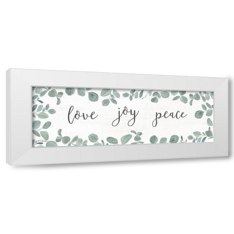 Love-Joy-Peace Eucalyptus White Modern Wood Framed Art Print by Sherrill, Kate