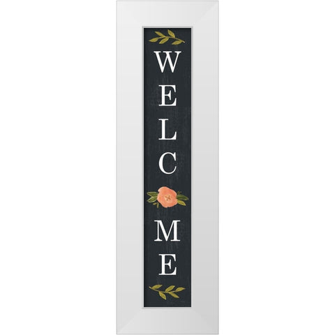 Welcome Floral II (black) White Modern Wood Framed Art Print by Sherrill, Kate