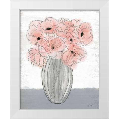 Poppies in Vase White Modern Wood Framed Art Print by Sherrill, Kate