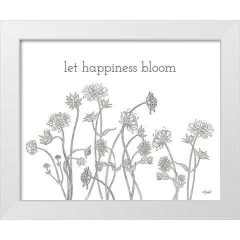 Let Happiness Bloom White Modern Wood Framed Art Print by Sherrill, Kate