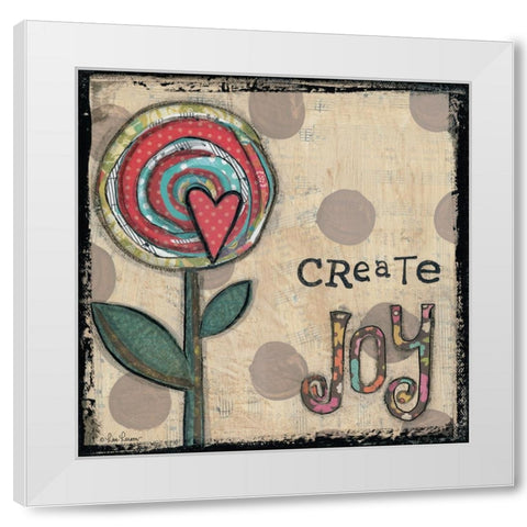Create Joy Flower White Modern Wood Framed Art Print by Larson, Lisa