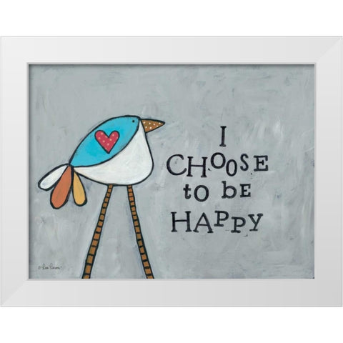 Choose Happy White Modern Wood Framed Art Print by Larson, Lisa