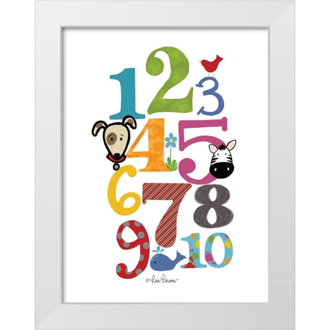 Colorful Numbers White Modern Wood Framed Art Print by Larson, Lisa