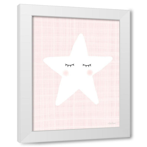 Star on Pink White Modern Wood Framed Art Print by Larson, Lisa