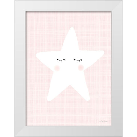 Star on Pink White Modern Wood Framed Art Print by Larson, Lisa