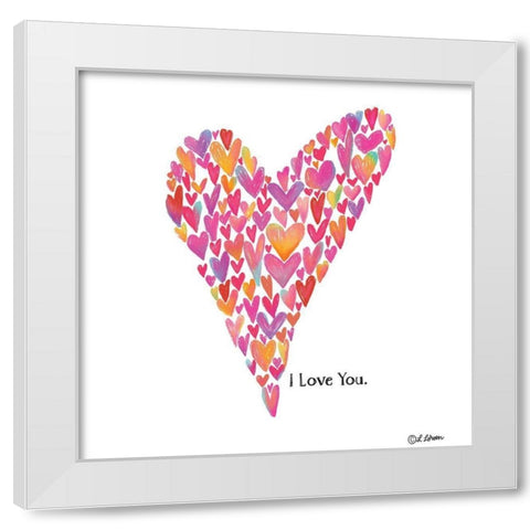 I Love You Heart White Modern Wood Framed Art Print by Larson, Lisa
