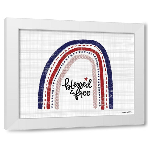 Blessed and Free White Modern Wood Framed Art Print by Larson, Lisa