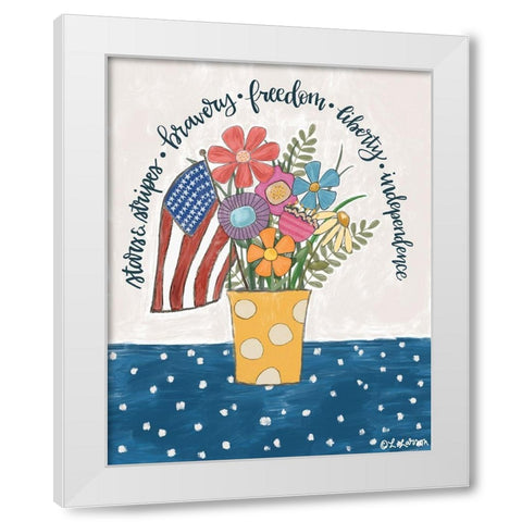 Patriotic Flower Pot White Modern Wood Framed Art Print by Larson, Lisa