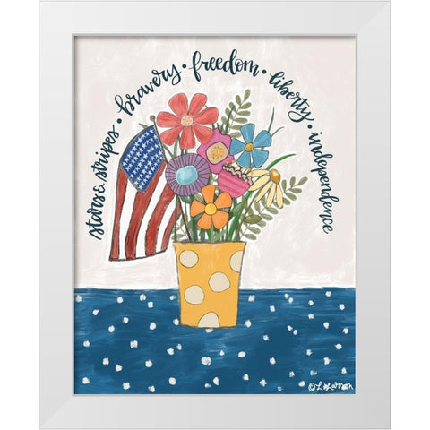 Patriotic Flower Pot White Modern Wood Framed Art Print by Larson, Lisa