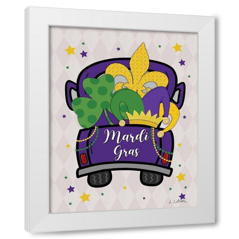 Mardi Gras Truck White Modern Wood Framed Art Print by Larson, Lisa