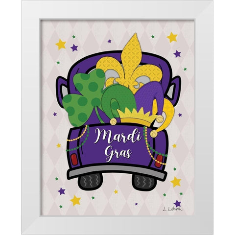 Mardi Gras Truck White Modern Wood Framed Art Print by Larson, Lisa