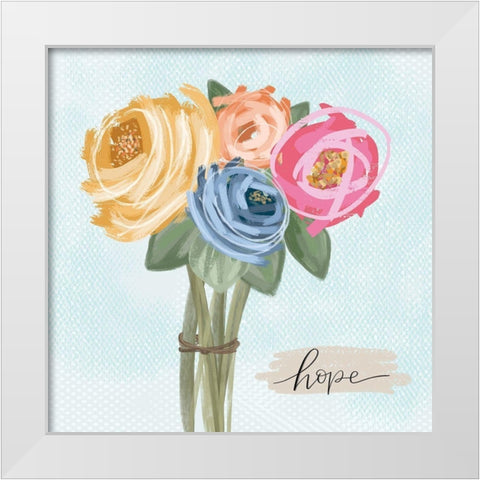 Floral Hope White Modern Wood Framed Art Print by Larson, Lisa