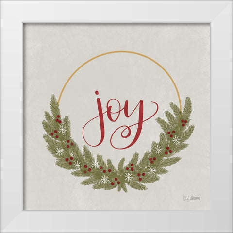 Joy Wreath White Modern Wood Framed Art Print by Larson, Lisa