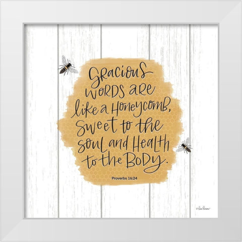 Gracious Words White Modern Wood Framed Art Print by Larson, Lisa