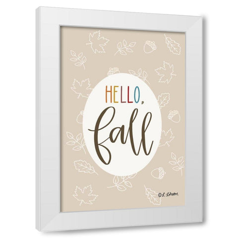 Hello Fall White Modern Wood Framed Art Print by Larson, Lisa