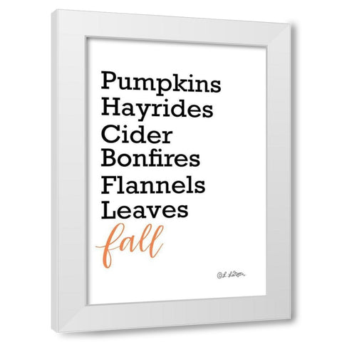 Fall Words White Modern Wood Framed Art Print by Larson, Lisa
