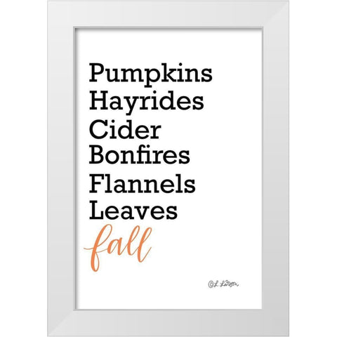 Fall Words White Modern Wood Framed Art Print by Larson, Lisa