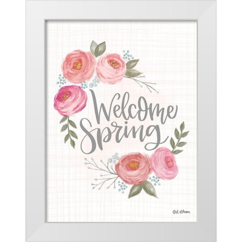 Welcome Spring White Modern Wood Framed Art Print by Larson, Lisa