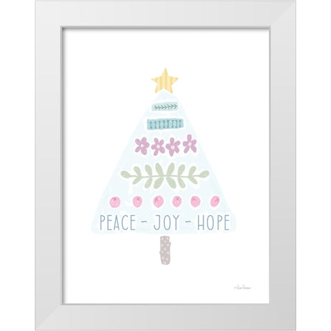 Peace, Joy, Hope Christmas Tree White Modern Wood Framed Art Print by Larson, Lisa